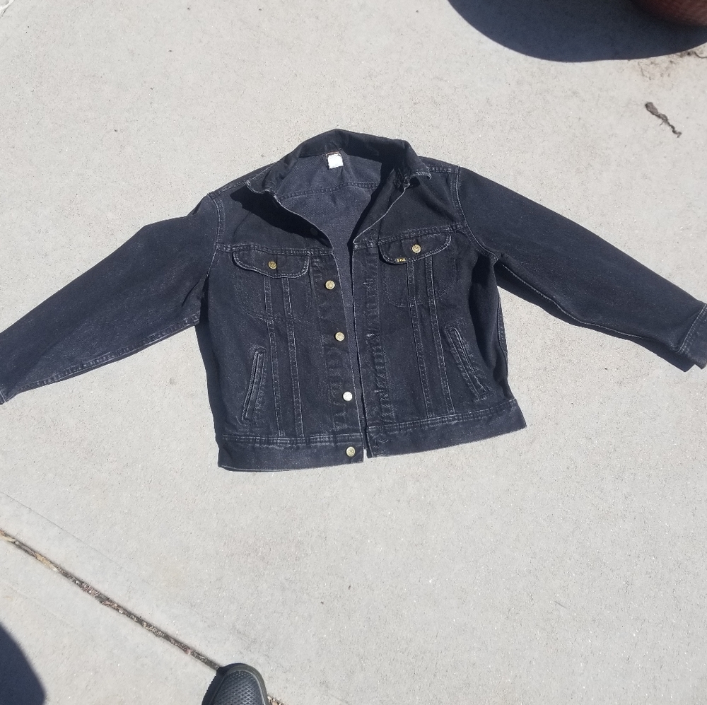 Lee's vintage black jacket with custom patch